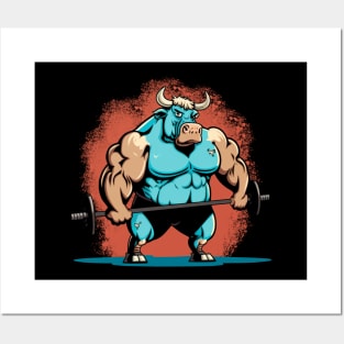 Bodybuilder Bull - Brick Posters and Art